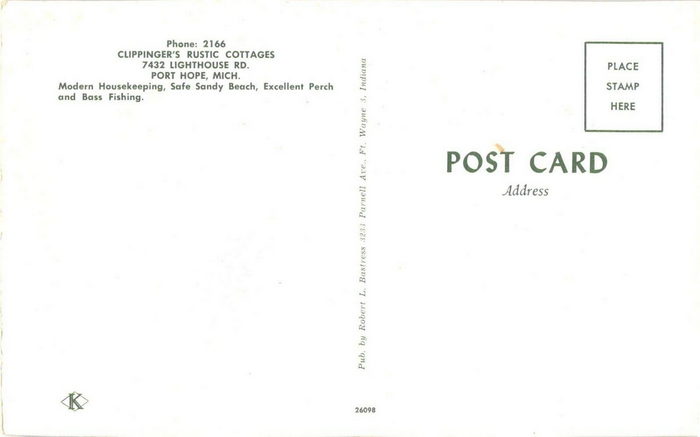 Lightkeepers Cottages (Clippingers Rustic Cottages) - Vintage Postcard Back (newer photo)